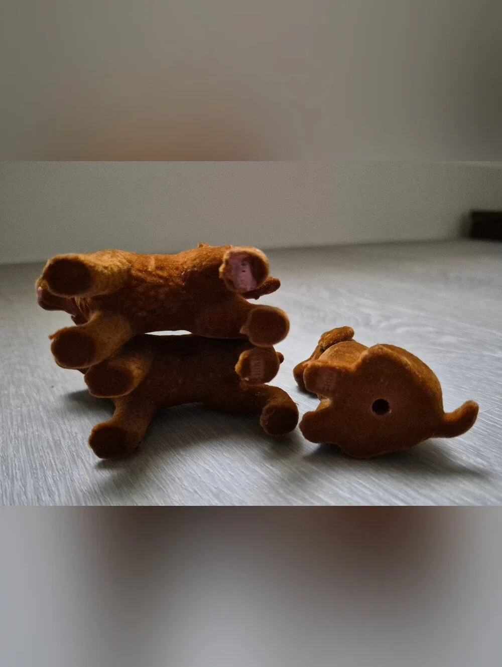 3 Vintage Flocked Brown Irish Setters Dogs Barbie Dollhouse Pets